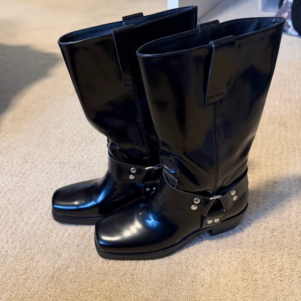 Steve Madden Black Leather Rhoda Boots size 7 - Picture 6 of 8